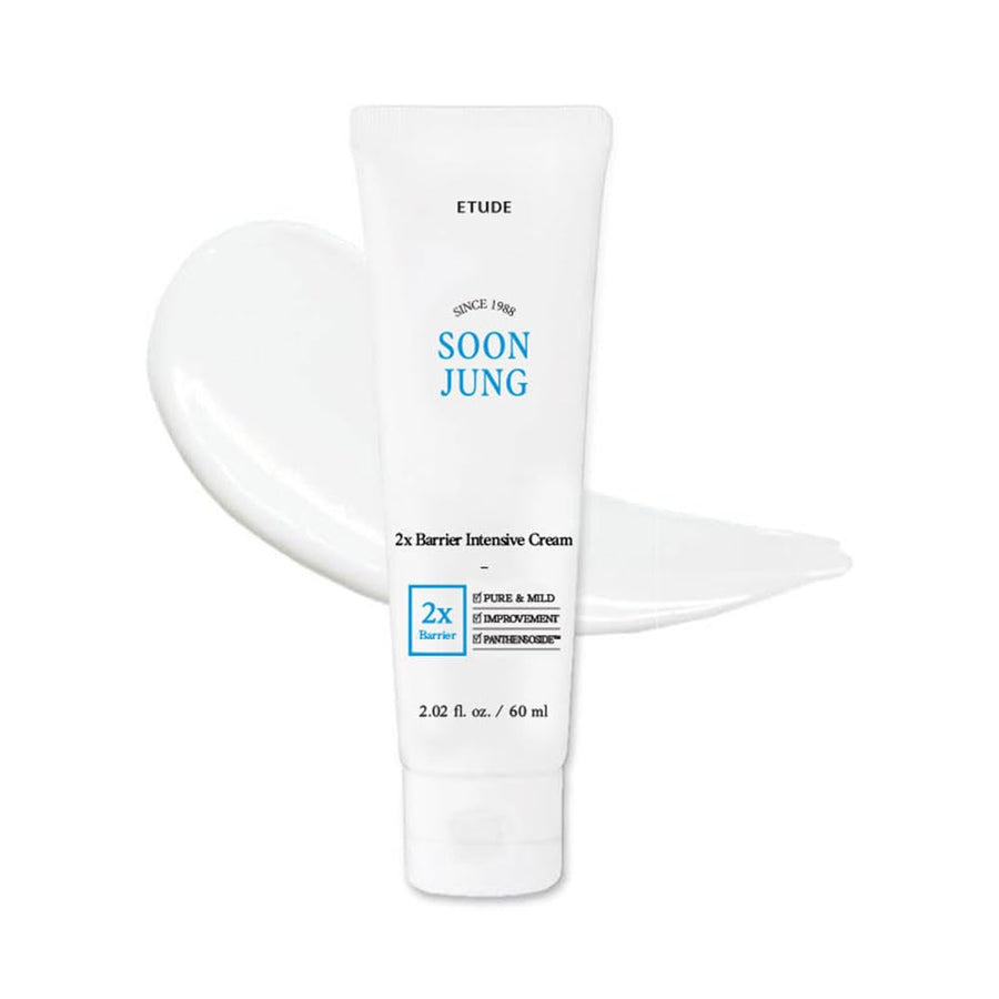 Etude House SoonJung 2x Barrier Intensivcreme 60ml (21AD); Hypoallergene feuchtigkeitsspendende Sheabutter-Gesichtscreme für empfindliche Haut, Wasser-Öl-Balance