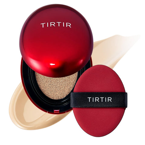 TIRTIR Mask Fit Red Cushion Foundation | Volle Deckkraft, Leicht & Hautnah, Satin Glow Finish | Koreanisches Cushion Make-up, Tattoo-Abdeckung, Aufbauend