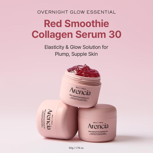 Arencia Overnight Red Smoothie Gesichtsmaskenserum, strahlend & beruhigend mit 30% rotem Kollagen, Niacinamide, Peptid, Vitamin E