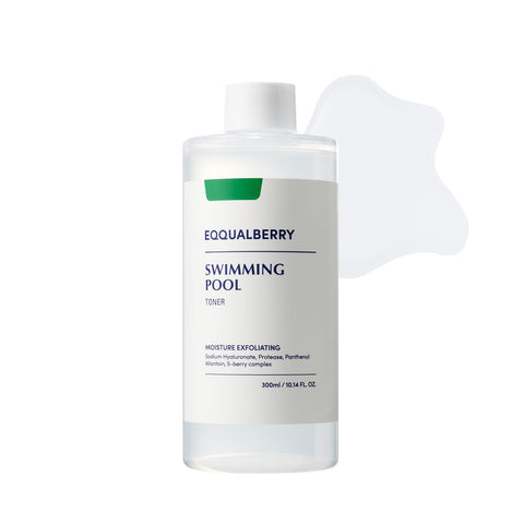 EQQUALBERRY Swimming Pool Toner 300ml – Sanfter Gesichts-Toner mit Protease-Enzymen & Hyaluronsäure, Porenpflege, Hydratation & Texturverfeinerung, für empfindliche Haut