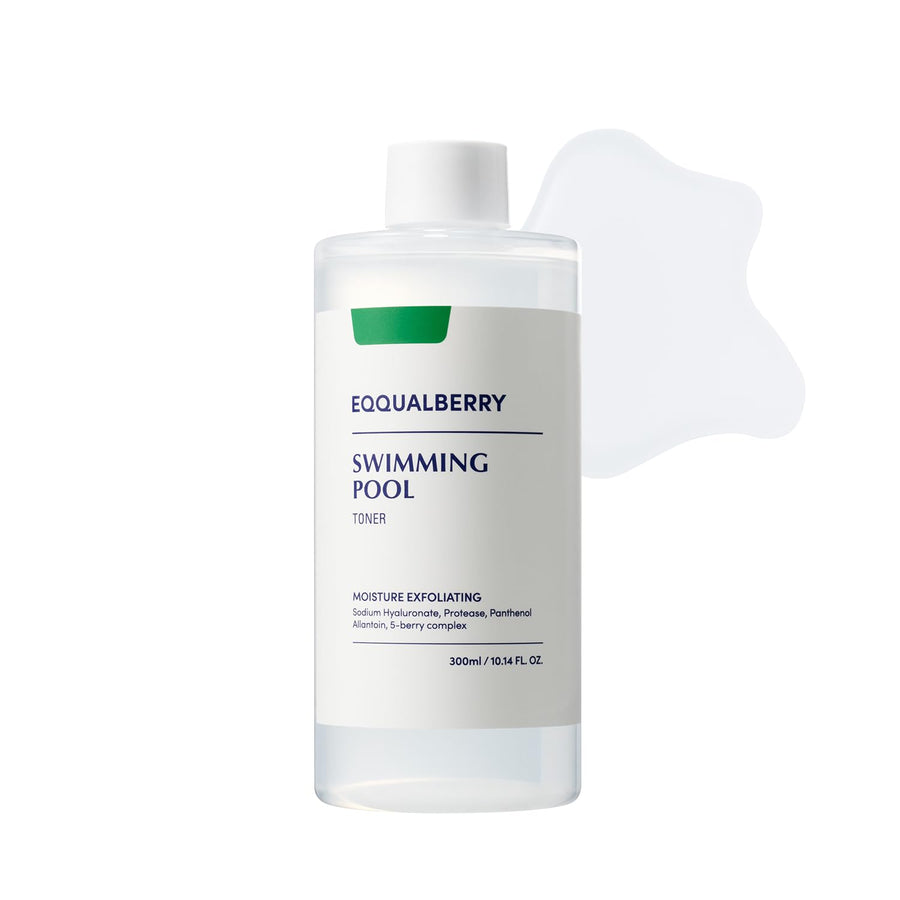 EQQUALBERRY Swimming Pool Toner 300ml – Sanfter Gesichts-Toner mit Protease-Enzymen & Hyaluronsäure, Porenpflege, Hydratation & Texturverfeinerung, für empfindliche Haut