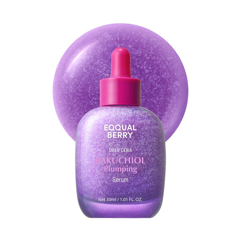 EQQUALBERRY Bakuchiol Plumping Face Serum – Anti-Aging & Hydration Serum mit 5% Bakuchiol, Ceramiden, Peptiden & Niacinamid, glatteres Hautbild und feinere Poren, für alle Hauttypen, 30 ml