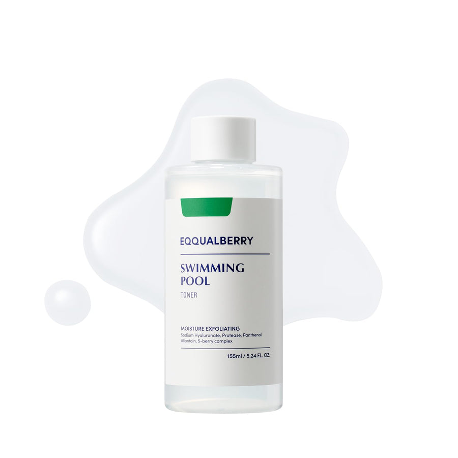 EQQUALBERRY Swimming Pool Toner – Sanfter Gesichts-Toner mit Protease-Enzymen & Hyaluronsäure, tägliche Peeling-Effekte, Hydratation & Porenpflege für empfindliche Haut, 155 ml.